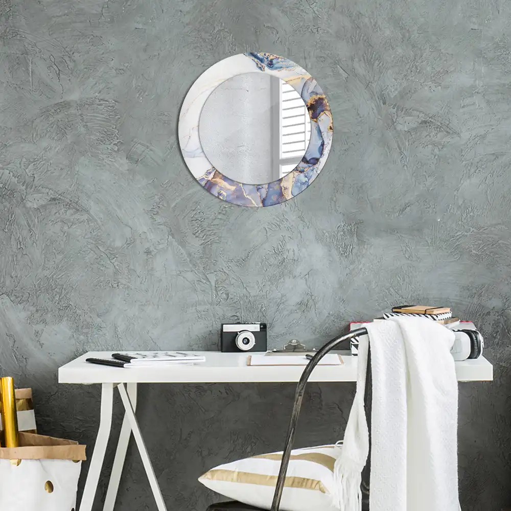 Specchio rotondo con cornice stampata Arte astratta