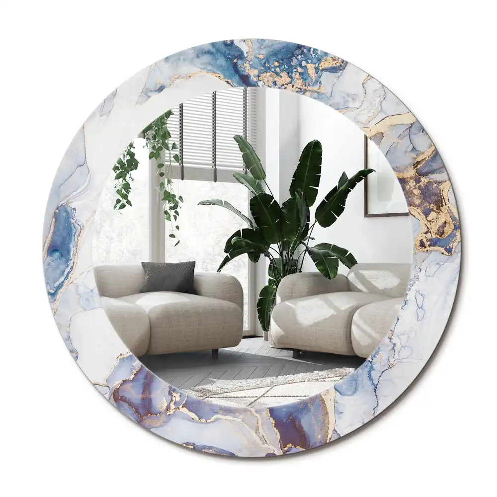 Specchio rotondo con cornice stampata Arte astratta