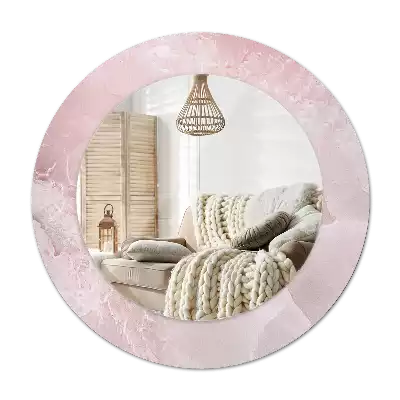 Specchio rotondo con cornice stampata Pietra rosa