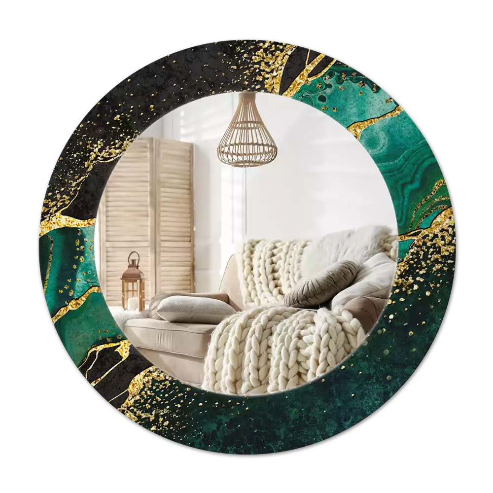 Specchio circolare decoro Verde marmo