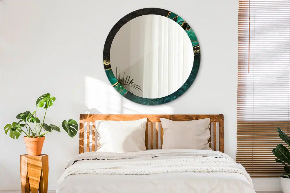 Specchio circolare decoro Verde marmo