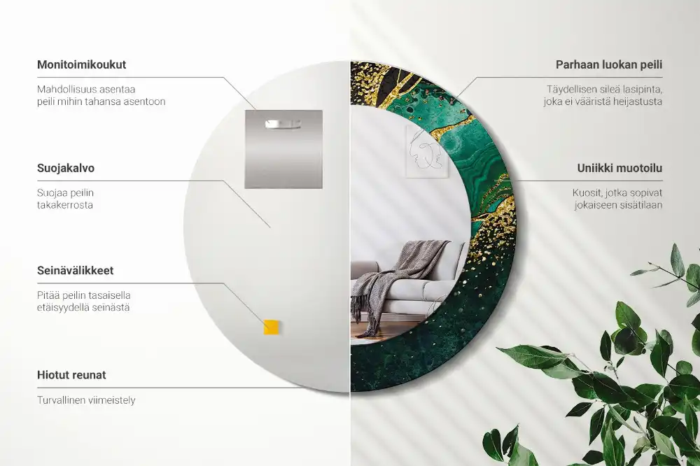 Specchio circolare decoro Verde marmo