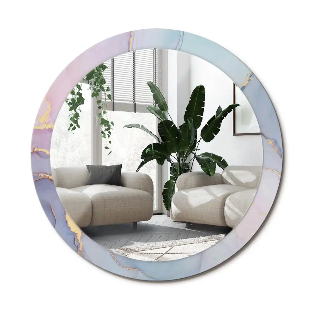 Specchio rotondo con cornice stampata Fluido astratto
