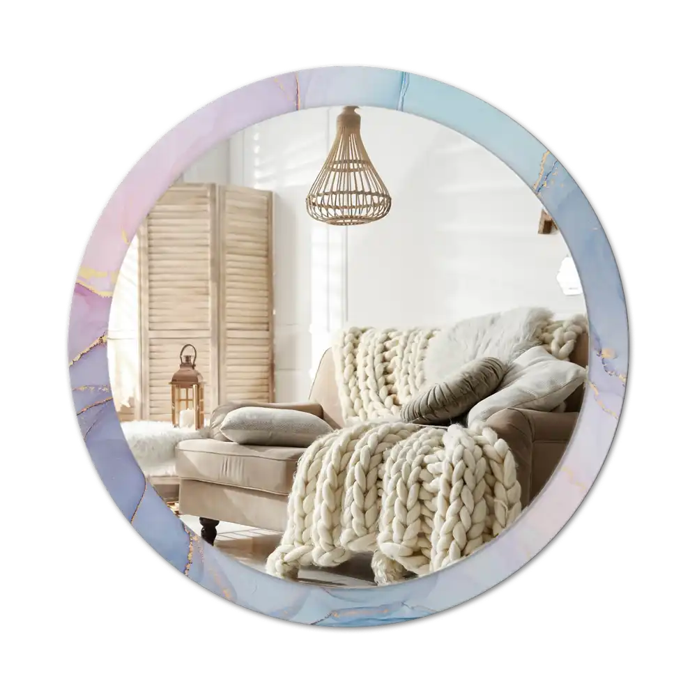 Specchio rotondo con cornice stampata Fluido astratto