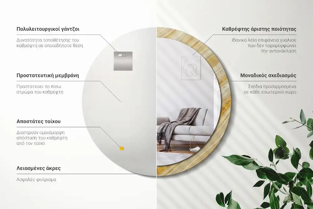 Specchio circolare stampato Modello astratto