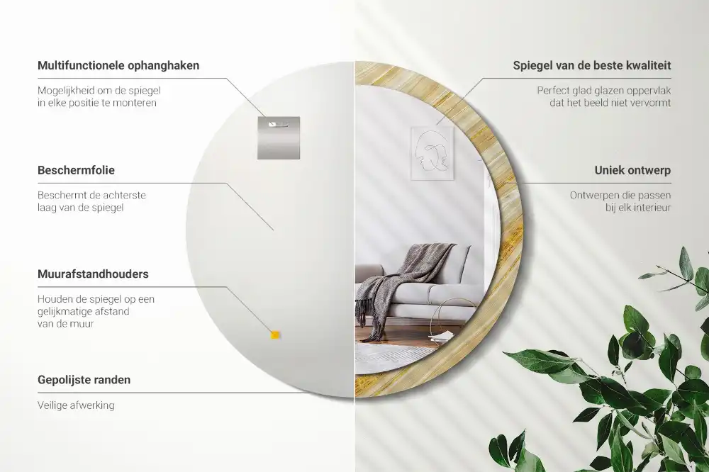 Specchio circolare stampato Modello astratto