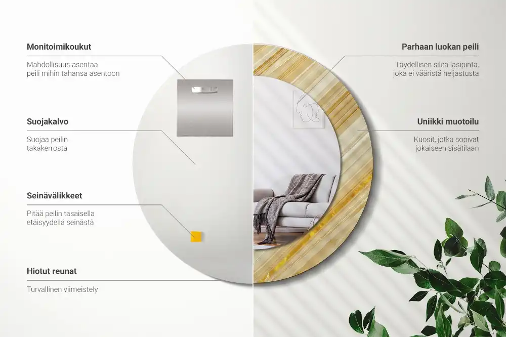 Specchio circolare stampato Modello astratto