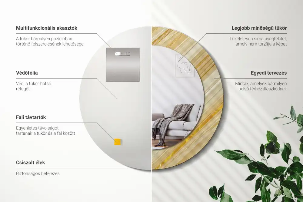 Specchio circolare stampato Modello astratto