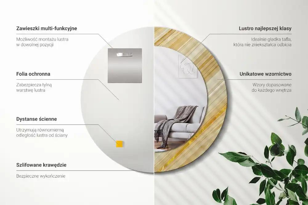 Specchio circolare stampato Modello astratto