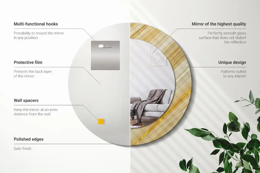 Specchio circolare stampato Modello astratto