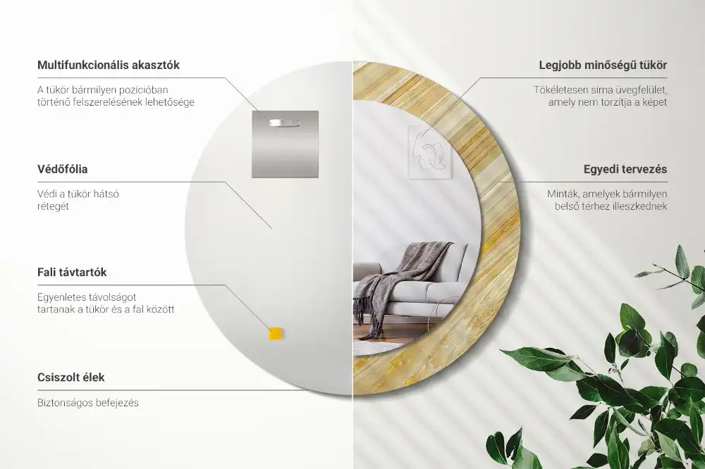 Specchio circolare stampato Modello astratto