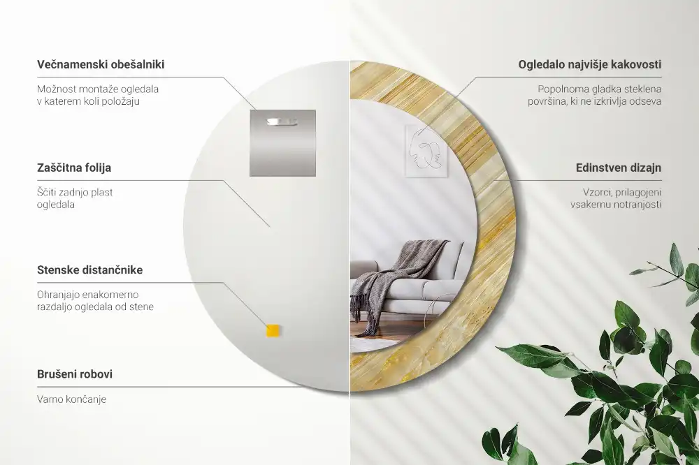 Specchio circolare stampato Modello astratto