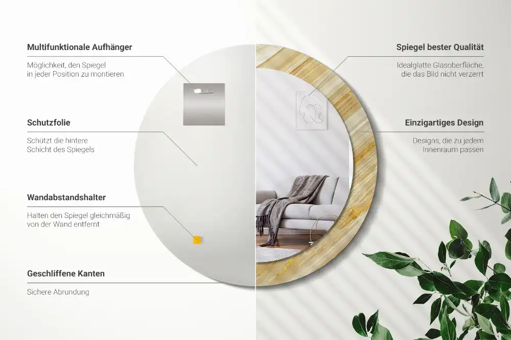 Specchio circolare stampato Modello astratto