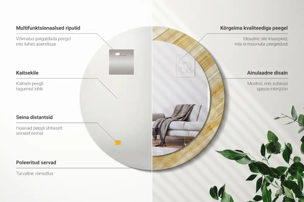 Specchio circolare stampato Modello astratto