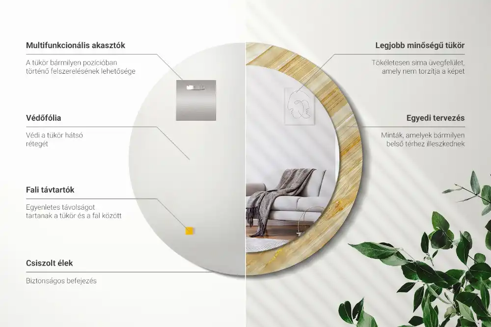 Specchio circolare stampato Modello astratto