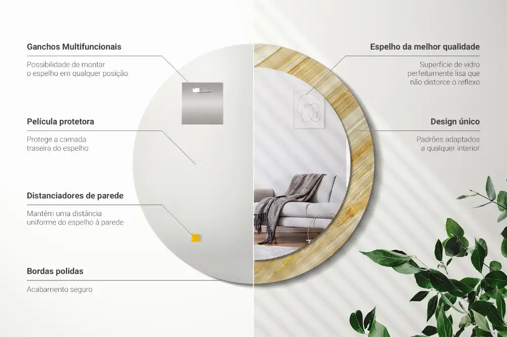 Specchio circolare stampato Modello astratto