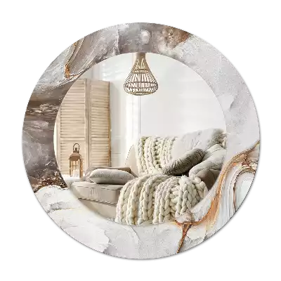 Specchio circolare stampato Marmo chiaro