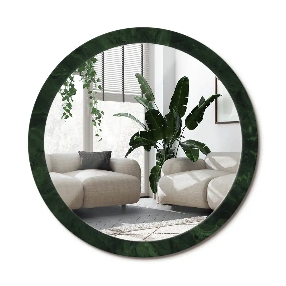 Specchio circolare stampato marmo verde