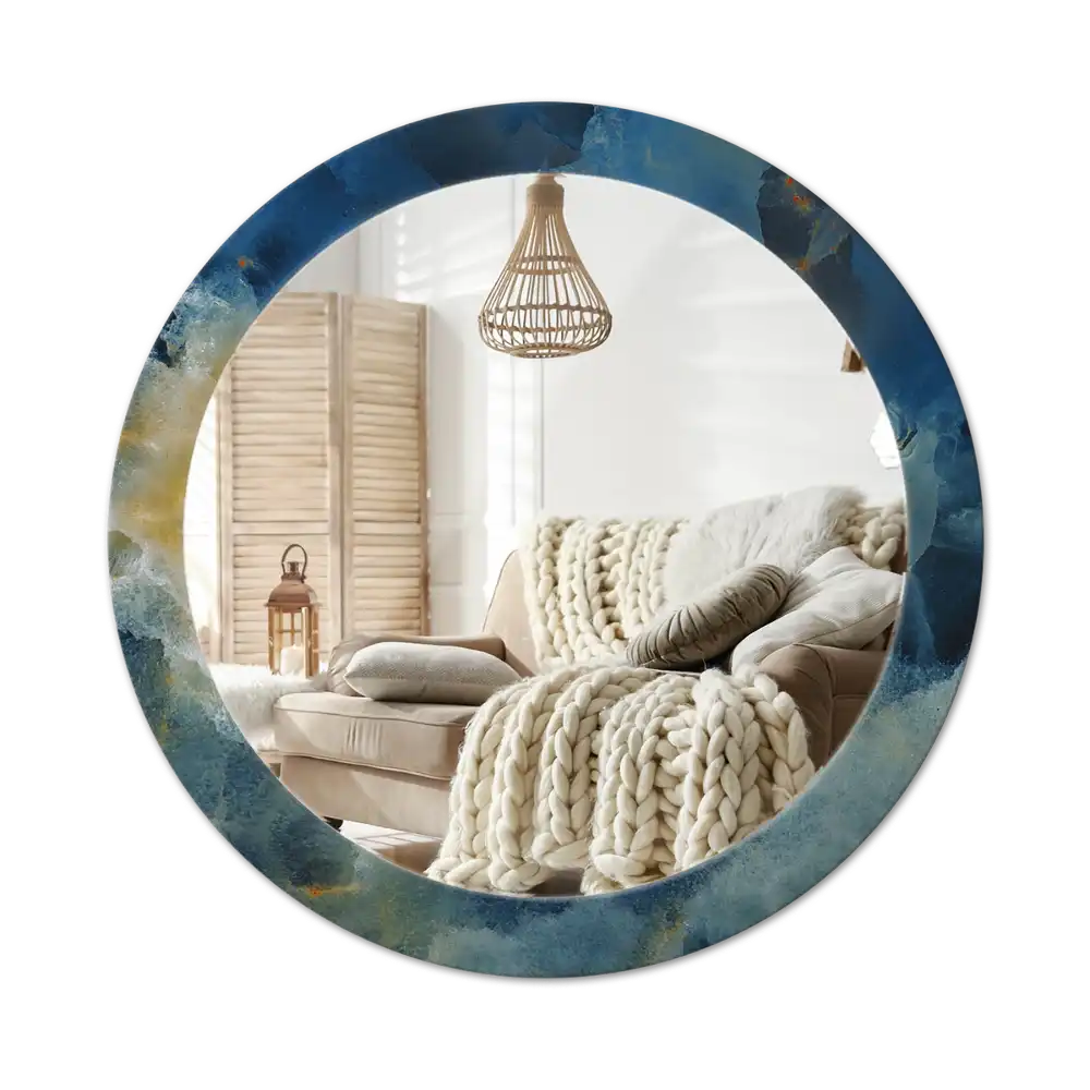 Specchio circolare stampato marmo onice