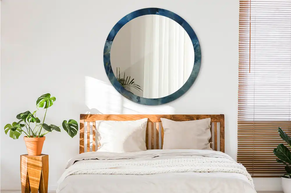 Specchio circolare stampato marmo onice