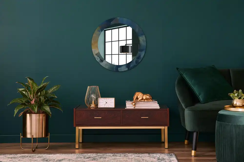 Specchio circolare stampato marmo onice