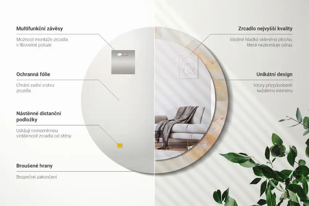 Specchio circolare decoro marmo onice