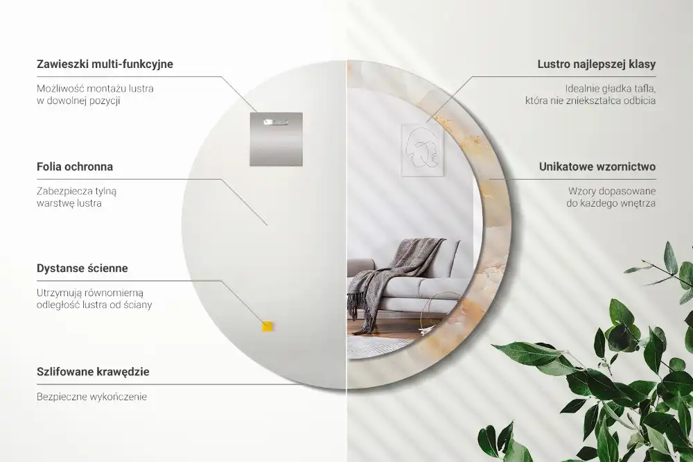 Specchio circolare decoro marmo onice