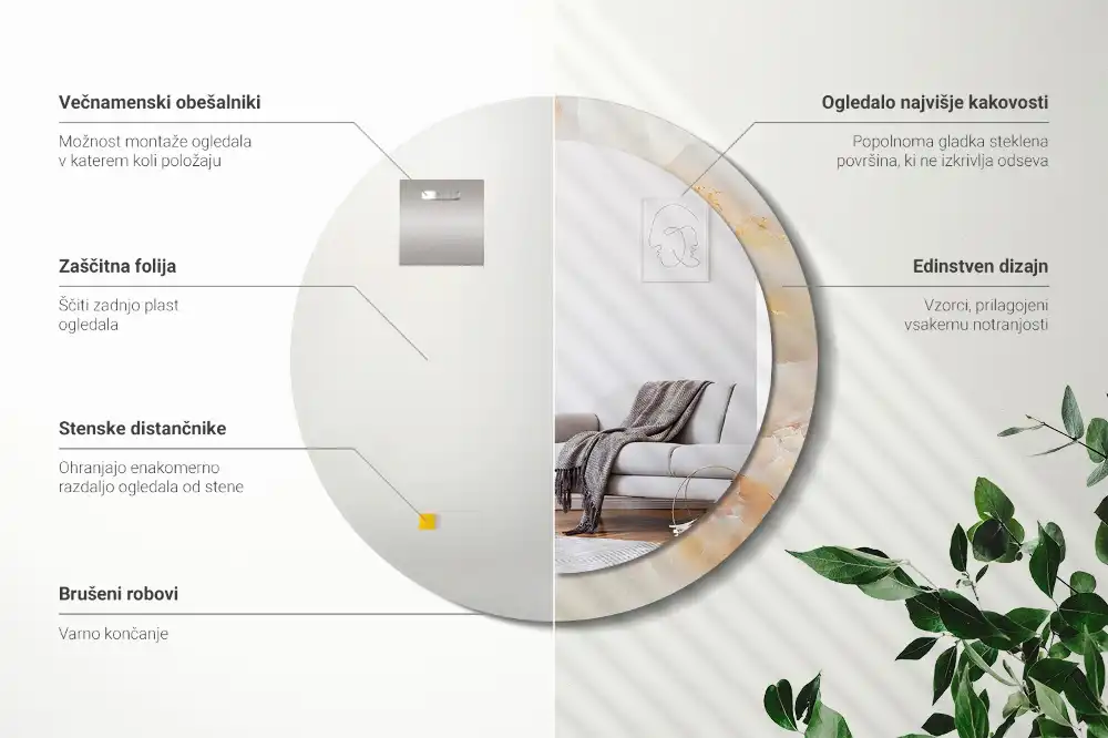 Specchio circolare decoro marmo onice