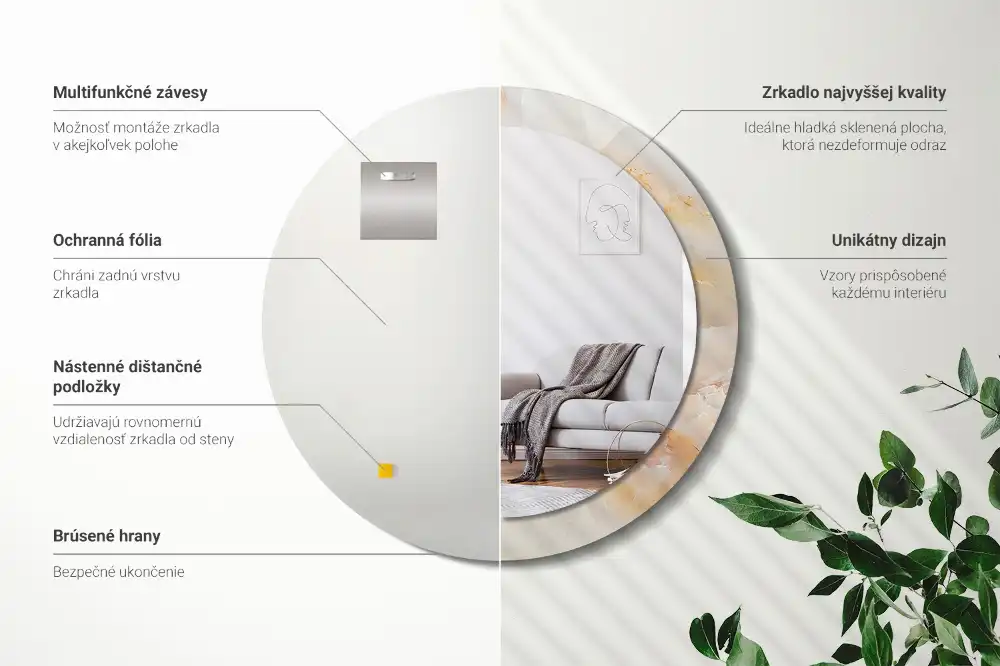 Specchio circolare decoro marmo onice