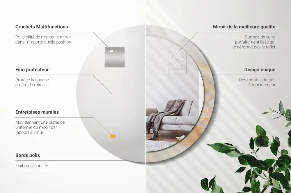 Specchio circolare decoro marmo onice