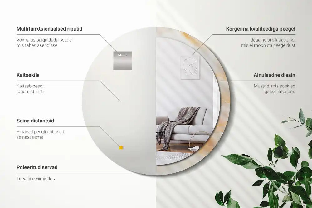 Specchio circolare decoro marmo onice