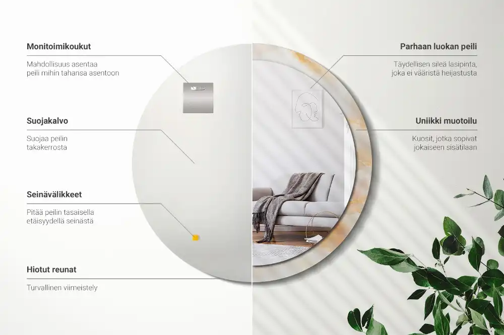 Specchio circolare decoro marmo onice