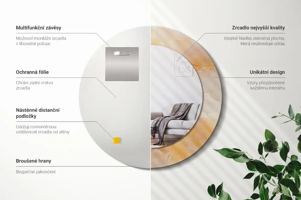 Specchio circolare decoro marmo onice