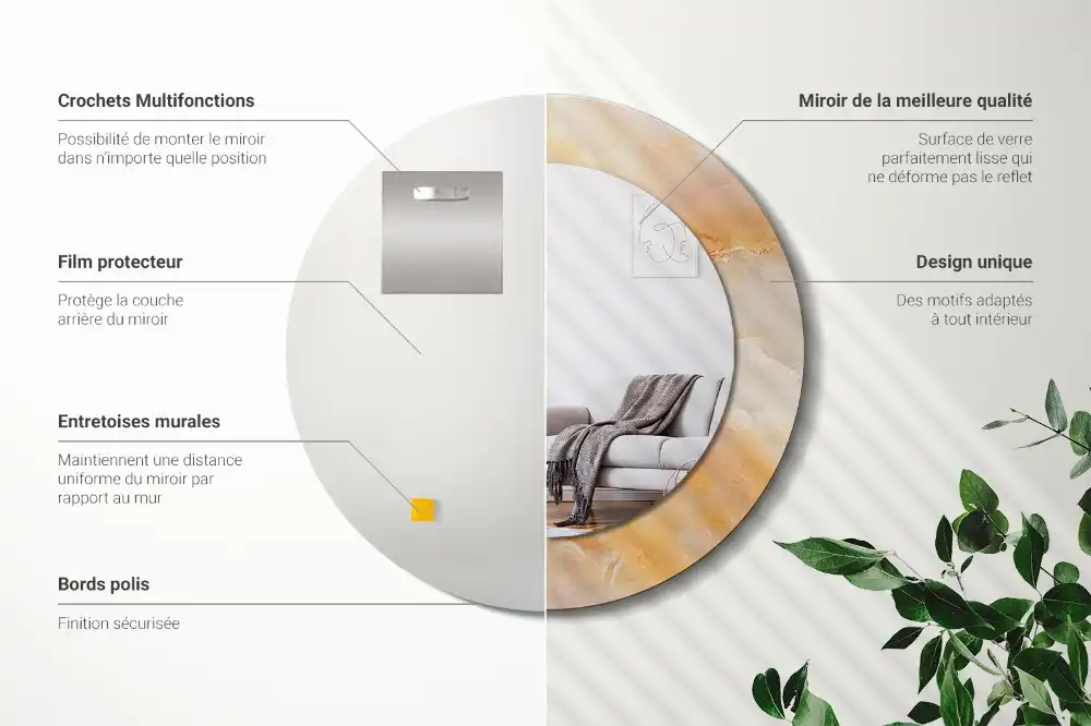 Specchio circolare decoro marmo onice