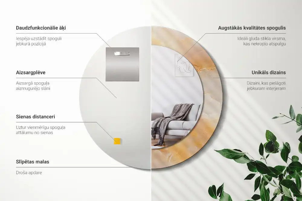 Specchio circolare decoro marmo onice