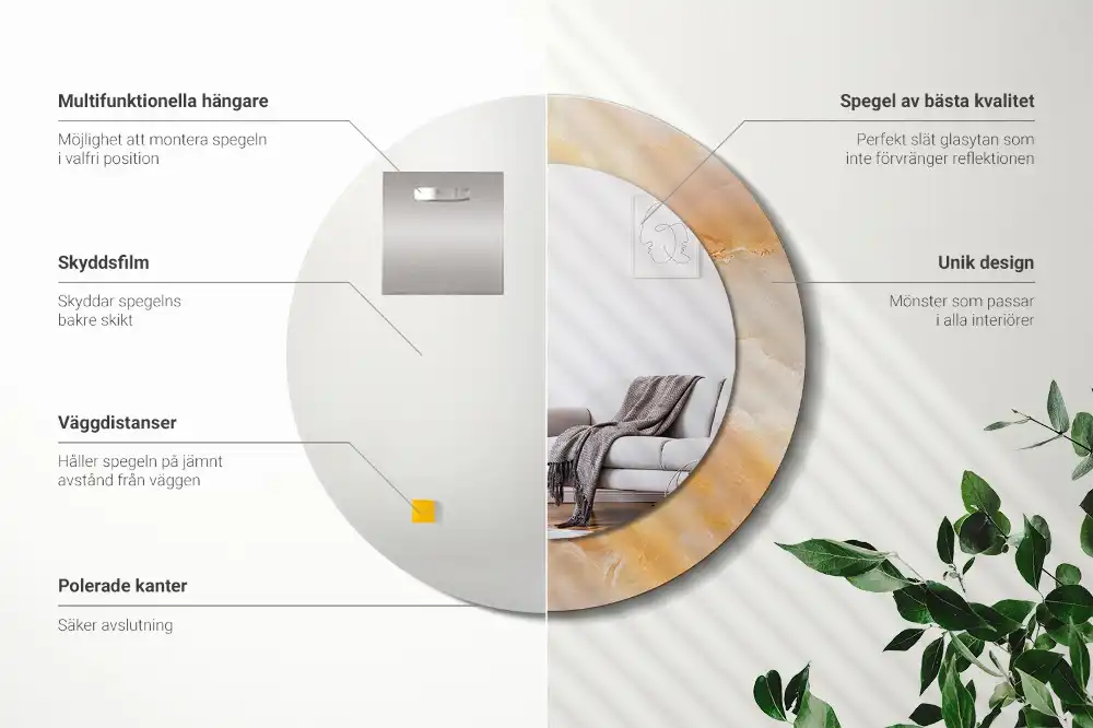 Specchio circolare decoro marmo onice