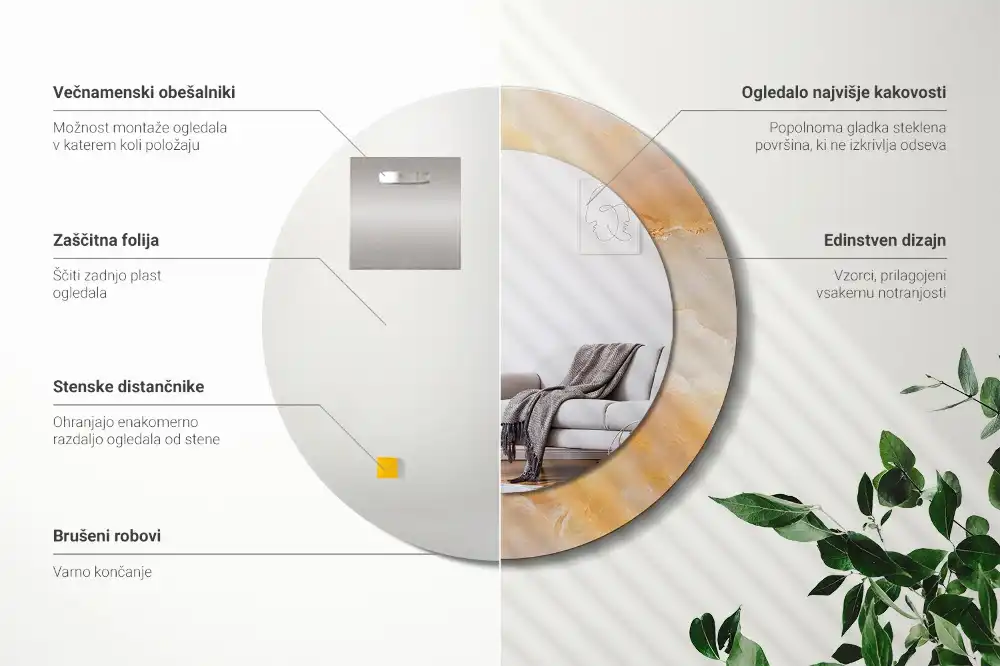 Specchio circolare decoro marmo onice