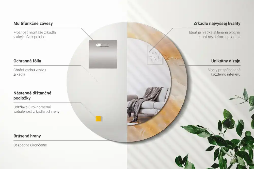 Specchio circolare decoro marmo onice