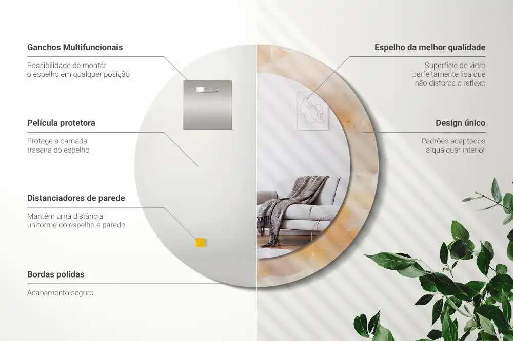 Specchio circolare decoro marmo onice