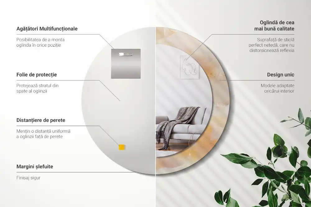 Specchio circolare decoro marmo onice