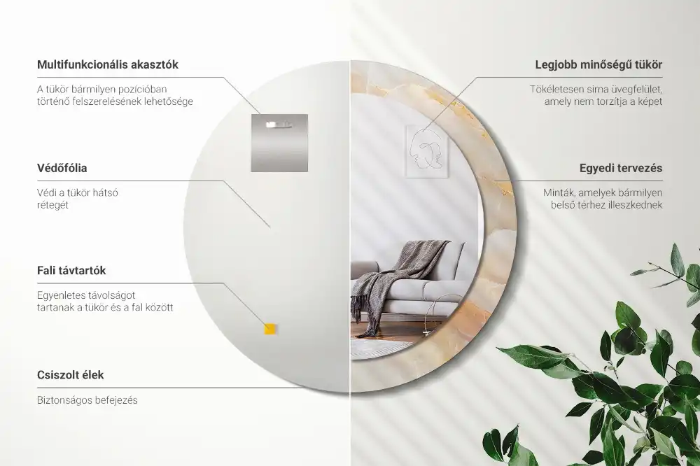 Specchio circolare decoro marmo onice