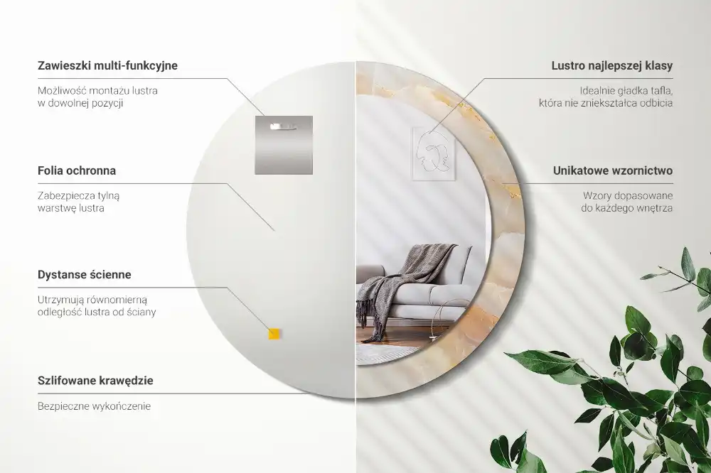 Specchio circolare decoro marmo onice