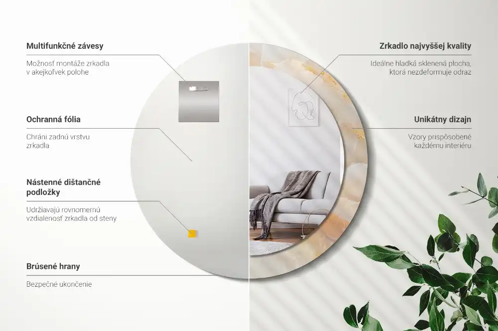 Specchio circolare decoro marmo onice