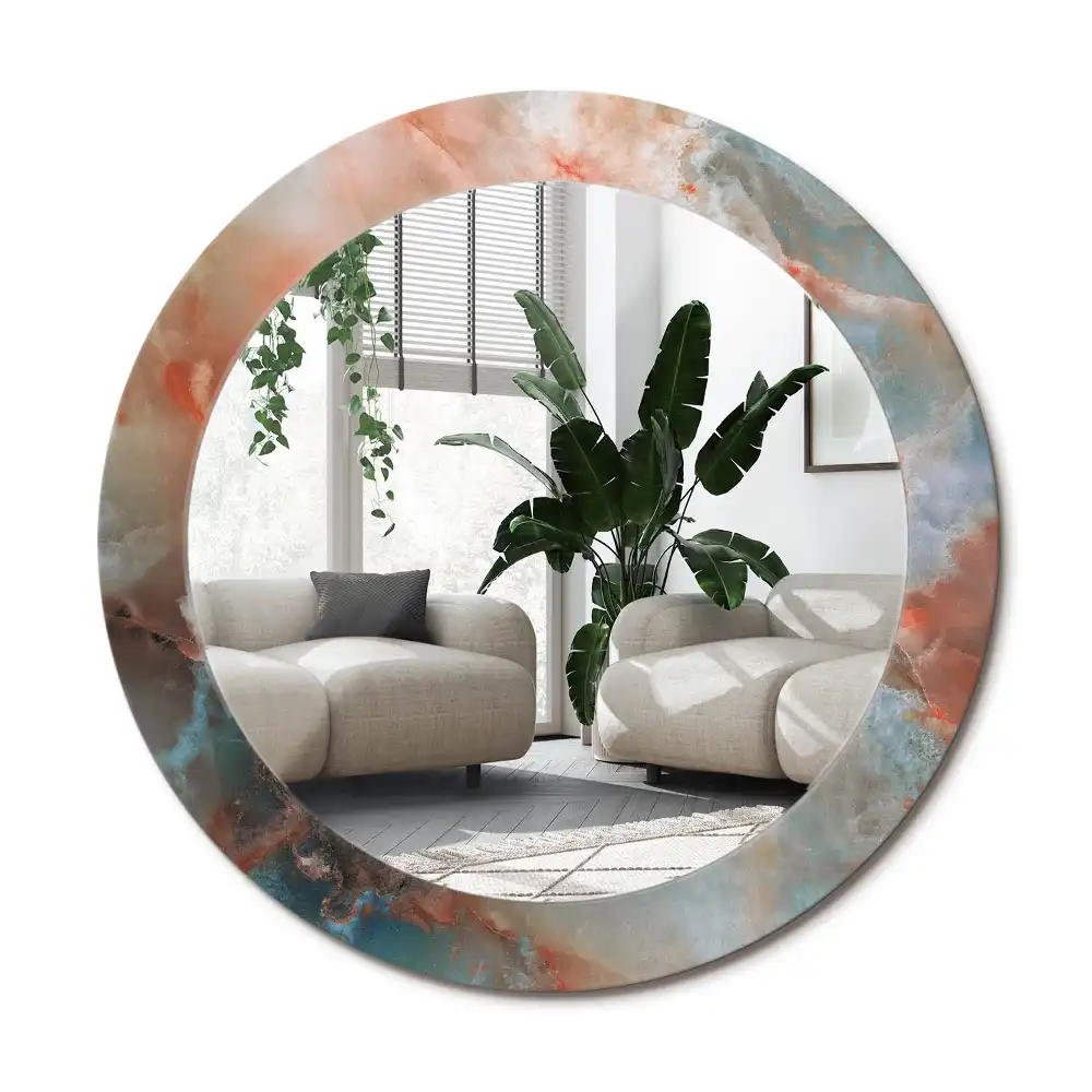 Specchio circolare decoro marmi di onice