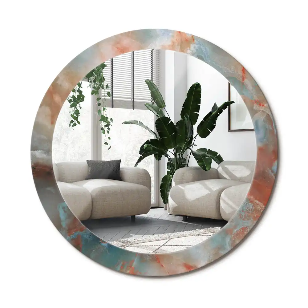 Specchio circolare decoro marmi di onice