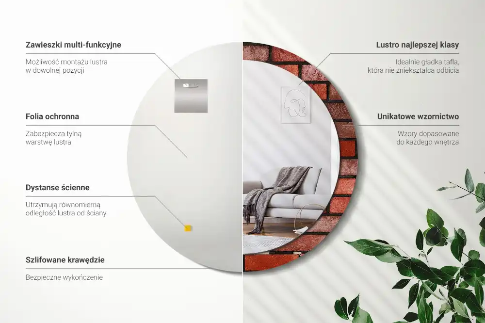 Specchio circolare decoro Mattoni rossi