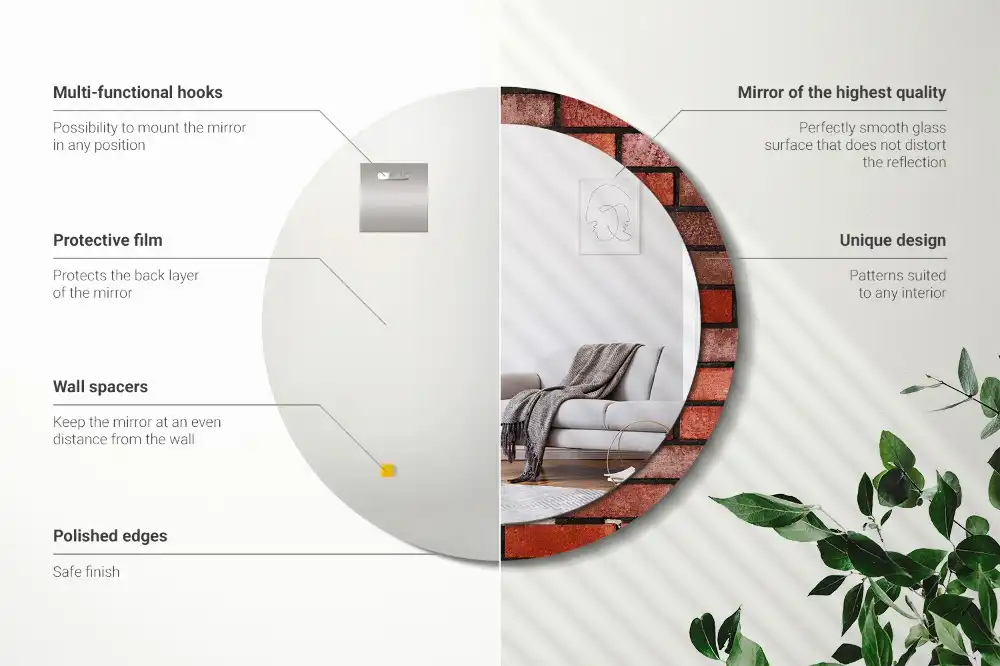 Specchio circolare decoro Mattoni rossi