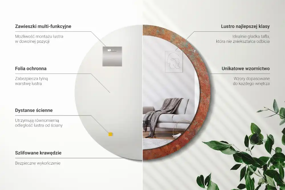 Specchio circolare stampato Metallo arrugginito