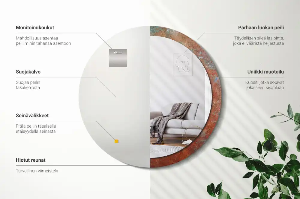 Specchio circolare stampato Metallo arrugginito