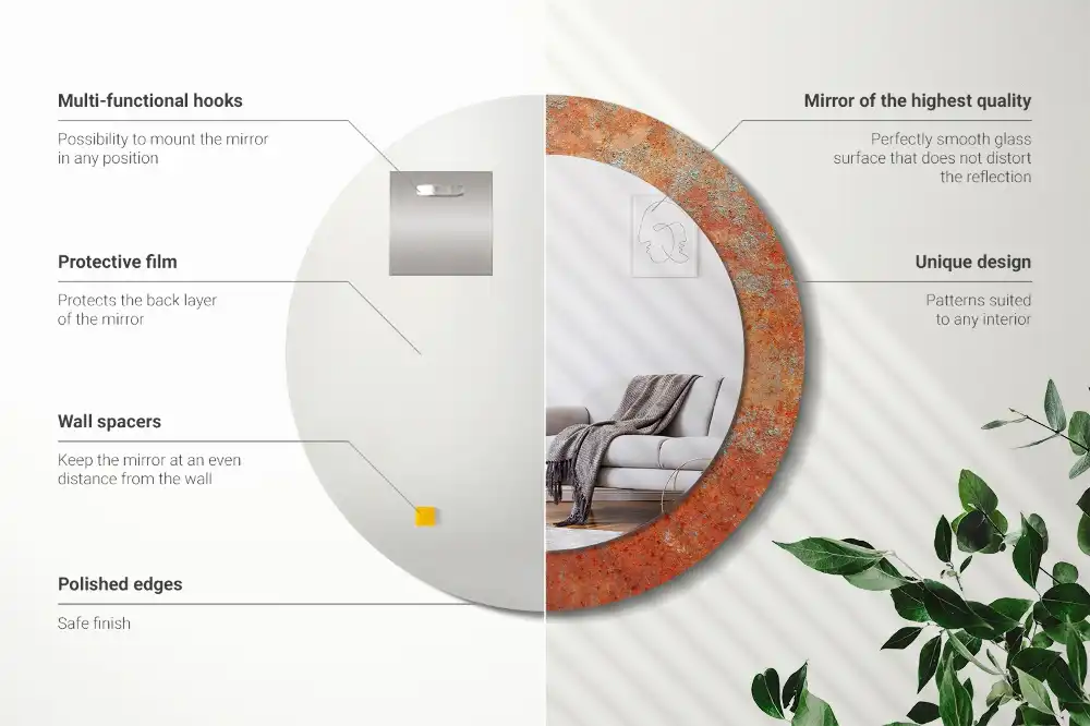 Specchio circolare stampato Metallo arrugginito